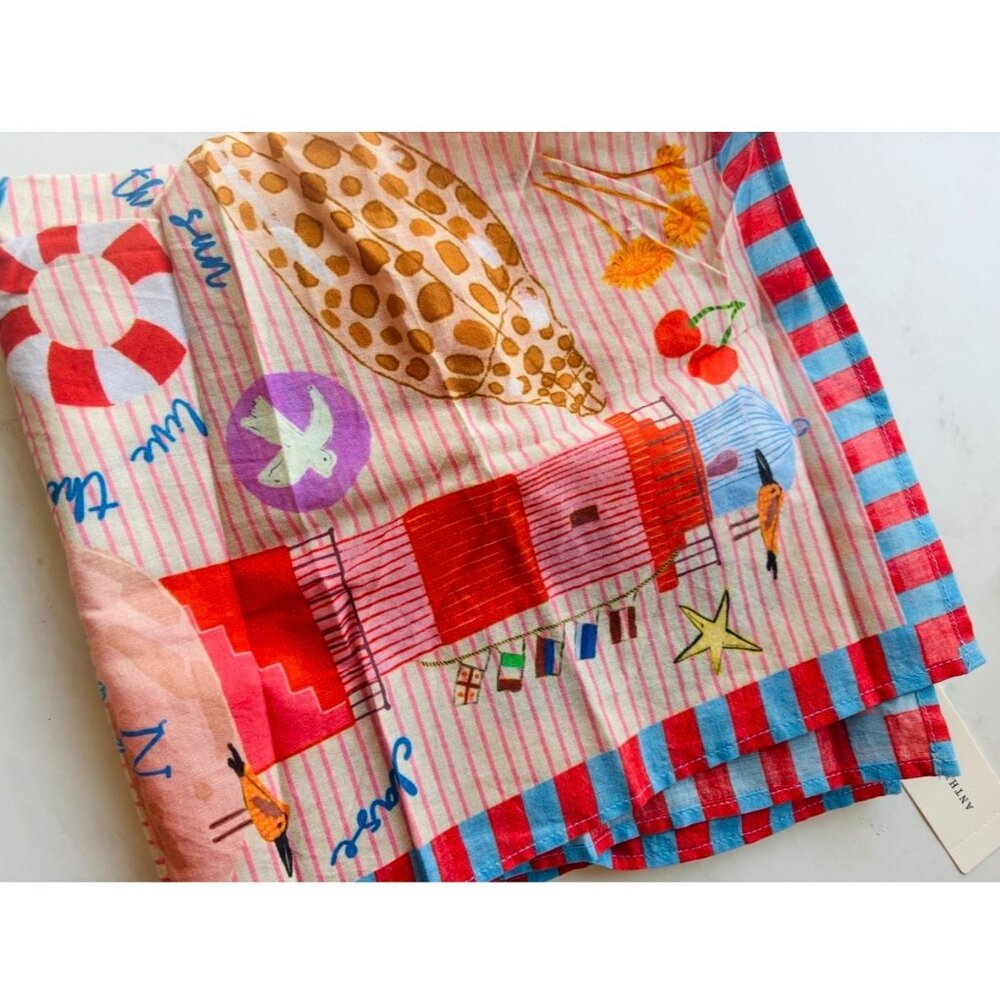 NWT Anthropologie Vismaya Summer Edit Cotton Square Scarf Beach - Picture 4 of 5